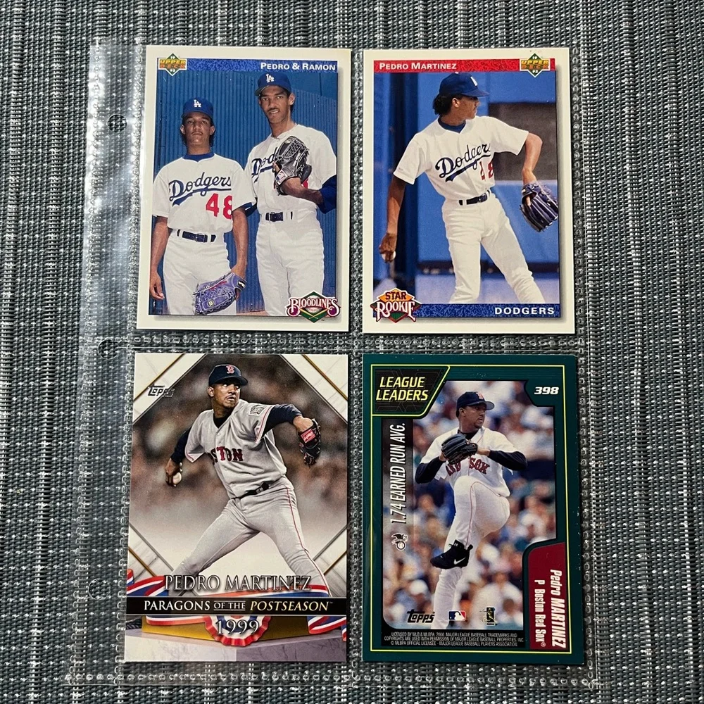 ⚾️ Pedro Martinez Dodgers Topps Baseball Trade Cards, Lot of 4